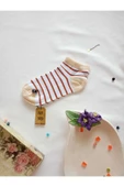 2 ÇİFT PATİK ÇORAP DİKİŞSİZ PAMUKLU KISA KONÇ DESENLİ KADIN ÇORABI 36-40 BEYAZ ÇİZGİLİ thumbnail 5