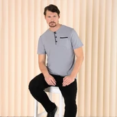 Over Sleep 223 Erkek Pamuk Kısa Kol Pijama Takım thumbnail 2