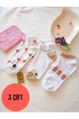3 ÇİFT PAMUKLU BURUN DİKİŞSİZ PATİK ÇORAP YUMUŞAK KISA KONÇ DESENLİ KADIN ÇORABI 36-40 thumbnail 1