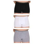 Berrak 1097 Erkek Likralı Boxer 3lü Paket -Beyaz,Siyah,Gri M thumbnail 1