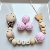 Hellemyst Ayıcıklı Pembe Isimli Bebek Emzik Zinciri Askısı thumbnail 1