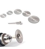 Metal 6 Parça Mini Matkap Ucu Ahşap Kesme Yuvarlak Çelik Bıçak Disk Testere Seti Kiti thumbnail 3