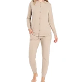 Confeo 840-801 Kadın Patlı Manşetli̇ Önü Düğmeli̇ Pijama Takım thumbnail 1