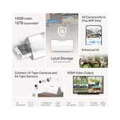 Tapo H500 | Akıllı Ev Merkezi & Homebase | 16GB Dahili Depolama, Aı Yüz Tanıma, 64 Sensör ve 16 Kamera Desteği | 2.5" Sata Hdd/ssd Desteği | HDMI Video Çıkışı thumbnail 5