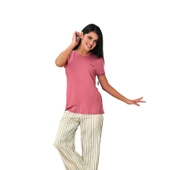 Rozalinda 3530 Kadın Yazlık Kısa Kol Uzun Alt Büyük Beden Pijama Takım thumbnail 3