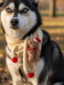 Teddy Santa Yılbaşı Köpek Atkısı | Polar Peluş Köpek Atkısı | Köpek Yılbaşı Aksesuarı | Orta ve Büyük Irklar İçin thumbnail 5