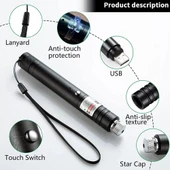 Fithome 100MW Desen Başlıklı USB Şarjlı Yeşil Lazer Pointer thumbnail 4