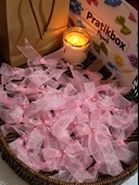 Pratikbox Fiyonk / Tül 2cm'lik / Hediyelik / Süsleme / Pembe Renk/Yarım İnci Boncuklu / 50 Adet thumbnail 1