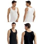 Şahinler E002-E005 6lı Paket Erkek Atlet %100 Pamuk 3Beyaz-3Siyah 3XL thumbnail 1