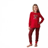 Arnetta AR3514G Anne Kız New Year Kışlık İkili Pijama Takım (Kız Garson Boy) thumbnail 1