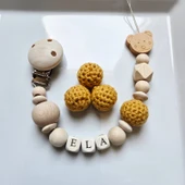 Hellemyst Ayıcıklı Hardal Isimli Bebek Emzik Zinciri Askısı thumbnail 1