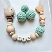 Hellemyst Ayıcıklı Su Yeşili Isimli Bebek Emzik Zinciri Askısı thumbnail 1