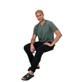 Elitepoint 1514 Erkek Kısa Kol Uzun Alt Yazlık Pijama Takımı thumbnail 2