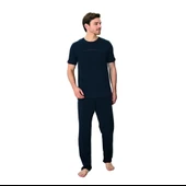 Elitepoint 1708 Erkek Yazlık Kısa Kol Uzun Alt Pijama Takımı thumbnail 4