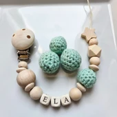 Hellemyst Yıldızlı Su Yeşili Isimli Bebek Emzik Zinciri Askısı thumbnail 1