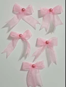 Pratikbox Fiyonk / Tül 2cm'lik / Hediyelik / Süsleme / Pembe Renk/Yarım İnci Boncuklu / 50 Adet thumbnail 4