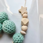 Hellemyst Yıldızlı Su Yeşili Isimli Bebek Emzik Zinciri Askısı thumbnail 2