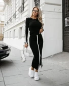 MDB Kadın Uzun Kollu Bisiklet Yaka Kaşkorse Bluz Ve Yırtmaçlı Etek Ikili Takım thumbnail 1