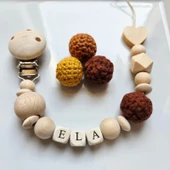 Hellemyst Kalpli Kahverengi Isimli Bebek Emzik Zinciri Askısı thumbnail 1