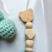 Hellemyst Ayıcıklı Su Yeşili Isimli Bebek Emzik Zinciri Askısı thumbnail 2