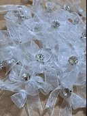 Pratikbox Mini Fiyonk / Gümüş Tek Taşlı / Tül 1cm'lik / Hediyelik / Süsleme / Beyaz Renk / 50 Adet thumbnail 1