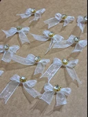 Pratikbox Mini Fiyonk / Altın Tek Taşlı / Tül 1cm'lik / Hediyelik / Süsleme / Beyaz Renk / 50 Adet thumbnail 4