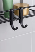 Tekli Siyah Yapışkanlı Banyo Rafı + 2’li Askı Kanca Seti – Paslanmaz Metal Duş Şampuanlık (Yapıştır/Vidala) – TŞ-01 thumbnail 5