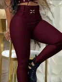 MDB Kadın Yüksek Bel Belden Toka Detaylı Dalgıç Tayt thumbnail 1