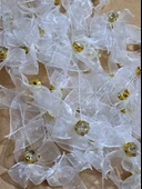 Pratikbox Mini Fiyonk / Altın Tek Taşlı / Tül 1cm'lik / Hediyelik / Süsleme / Beyaz Renk / 50 Adet thumbnail 1