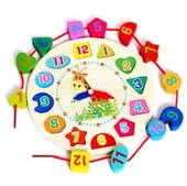 Zhltoys Eğitici İp Dizme Ahşap Saat Oyuncak thumbnail 1