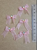 Pratikbox Mini Fiyonk / Altın Tek Taşlı / Tül 1cm'lik / Hediyelik / Süsleme / PEMBE Renk / 50 Adet thumbnail 1