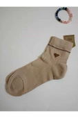 Pamuklu Burun Dikişsiz Kokulu Taşlı Kalpli Likralı Çorap Bej Renk Kadın Çorabı 36-40 thumbnail 1