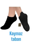 Yoga Çorabı 3çift Pilates Tavaf Kaymaz Taban Pamuklu Silikon Baskılı Dikişsiz Kadın Çorap Siyah Kısa thumbnail 3
