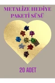 20 Adet 6cm Parlak Metalik Renkte Karışık Fiyonk Yıldız Süs Hediye Paketi Süsü Rafya Yapışkanlı thumbnail 2