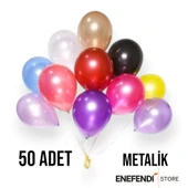 50 ADET BALON DOĞUM GÜNÜ PARTİ SÜS EĞLENCE 11 inç 28 cm METALİK KARIŞIK RENK HEDİYE thumbnail 1