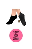 Yoga Çorabı 3çift Pilates Tavaf Kaymaz Taban Pamuklu Silikon Baskılı Dikişsiz Kadın Çorap Siyah Kısa thumbnail 1