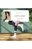 2 ÇİFT YOGA PİLATES ÇORABI KADIN KAYMAZ SİLİKON TABAN PAMUKLU SOKET TENİS ÇORAP HAVLULU SİYAH BEYAZ. thumbnail 1