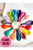 15 ADET BALON DOĞUM GÜNÜ PARTİ SÜS EĞLENCE 11 inç 28 cm METALİK KARIŞIK RENK HEDİYE thumbnail 1