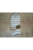 PAMUKLU KOKULU  ÇORABI YUMUŞAK  DESENLİ ÇORAP KREM BEYAZ ÇİZGİLİ thumbnail 1