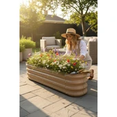 Modüler Yükseltilmiş Bahçe Yatağı Yükseltilmiş Sebze Yatağı Çiçeklik NO:3V2 (140X34) Bej thumbnail 1