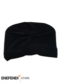 Üç Bantlı Bone Dış Bone Hijab Tesettür Siyah Hazır Sandy Kumaş thumbnail 3