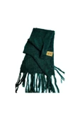Omuz Şalı Atkı , Örgü , Koyu Yeşil Ters Düz Makina Örgüsü , Yumuşak, Kışlık , Sıcak 55 X 195 thumbnail 1