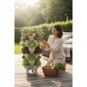 Yonca Bahçe Kulesi - Gri Katlı Saksı thumbnail 1