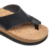 Muya Hora 34226 Parmak Arası Masaj Taban Anatomik Kadın Terlik Siyah-Bej thumbnail 3