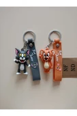 TOM VE JERRY ANAHTARLIK SİLİKON 3D SEVİMLİ KULLANIŞLI ÇİFT ANAHTARLIK 2 ADET thumbnail 1