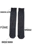 Anne Çorabı Dizaltı Lüx Kaliteli Pamuklu Dikişsiz Sıkmayan Lastik Topuksuz Kadın Pantolon Çorap Füme thumbnail 5