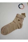 Pamuklu Burun Dikişsiz Kokulu Taşlı Kalpli Likralı Çorap Bej Renk Kadın Çorabı 36-40 thumbnail 3