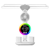 S-link SL-M9070 Glow Beyaz Dokunmatik Led Lamba Saat, Fan,Derece Kalemlikli Masa Lambası thumbnail 2