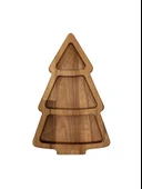 Yılbaşı Sunum Tabağı Noel Çam Ağacı Doğal Ahşap Çerez Tabağı(KAYIN / GÜRGEN) Ahşap Rengi AHŞAP - 2 ADET thumbnail 4
