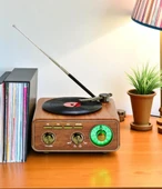 Meier  M-1317BT Özel Tasarım Ahşap Görünümlü Retro Vintage Nostaljik Radyo & Bluetootlu Mini Fm Radyo thumbnail 1